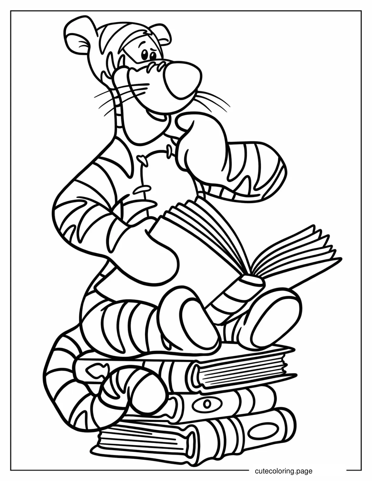 Tigger Reading Books Coloring Page coloring page