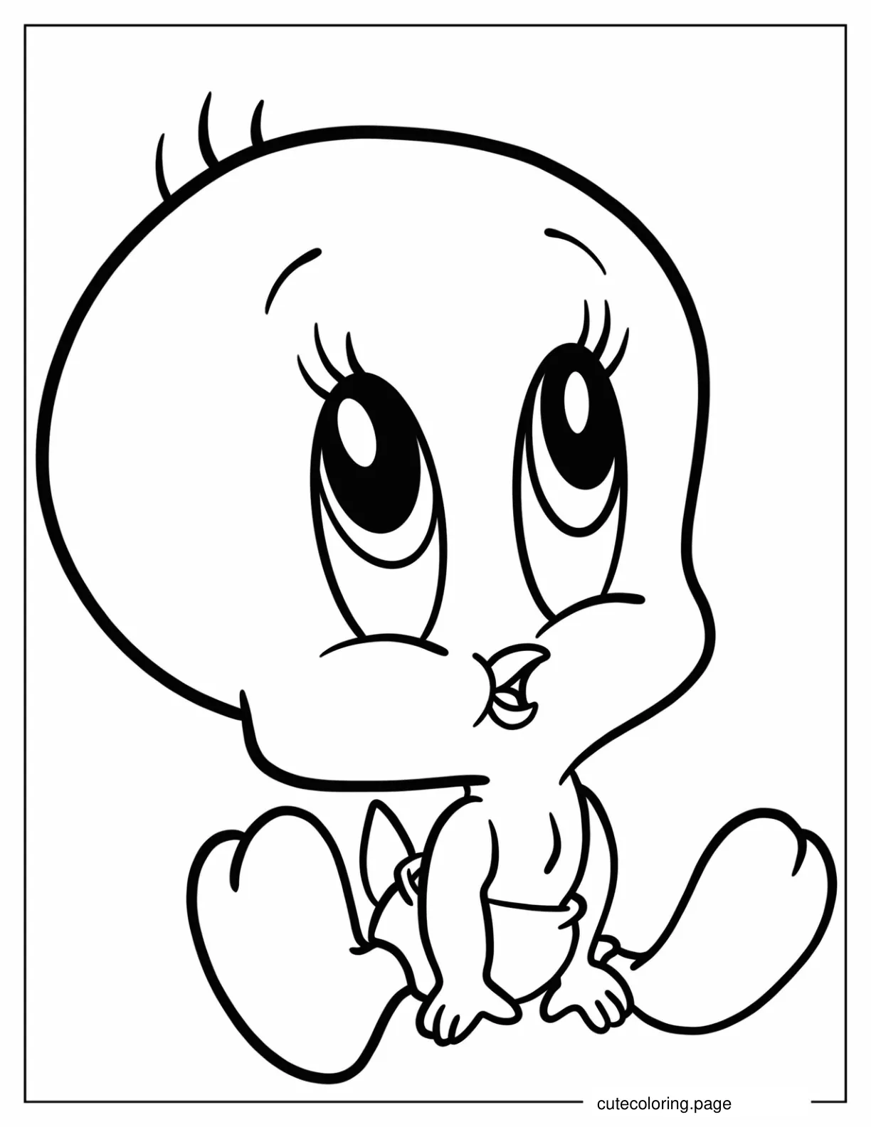 Easy Baby Tweety Coloring Sheet For Preschoolers coloring page