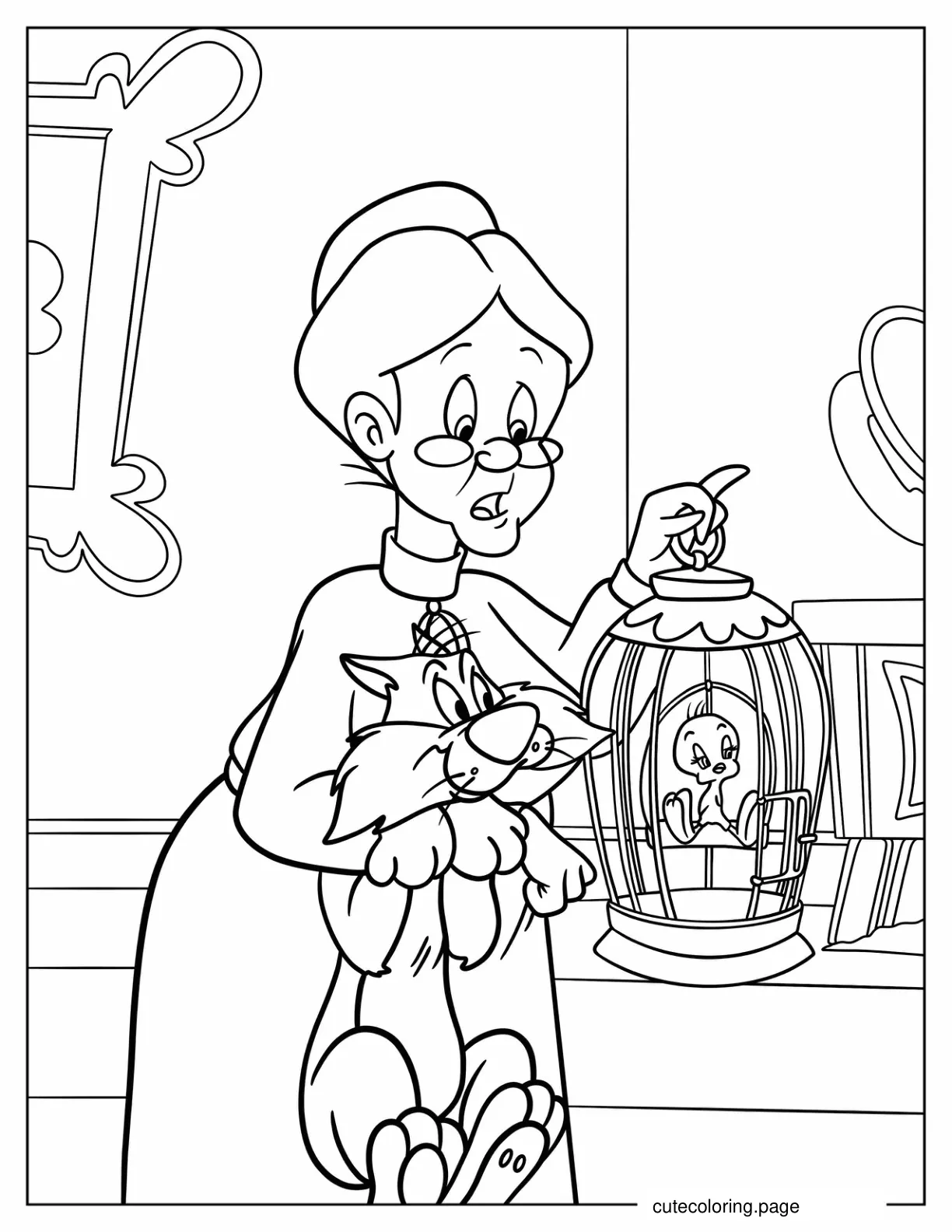 Emma Webster Introducing Sylvester To Tweety Coloring Page coloring page