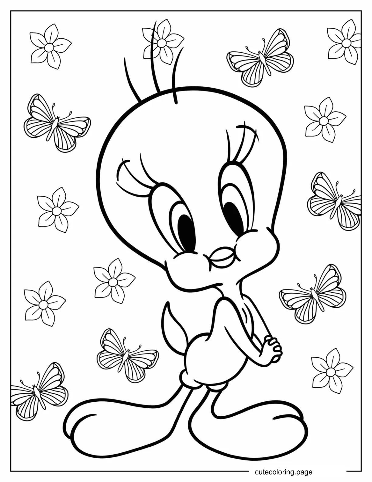 Kawaii Tweety Bird Coloring Page For Kids coloring page