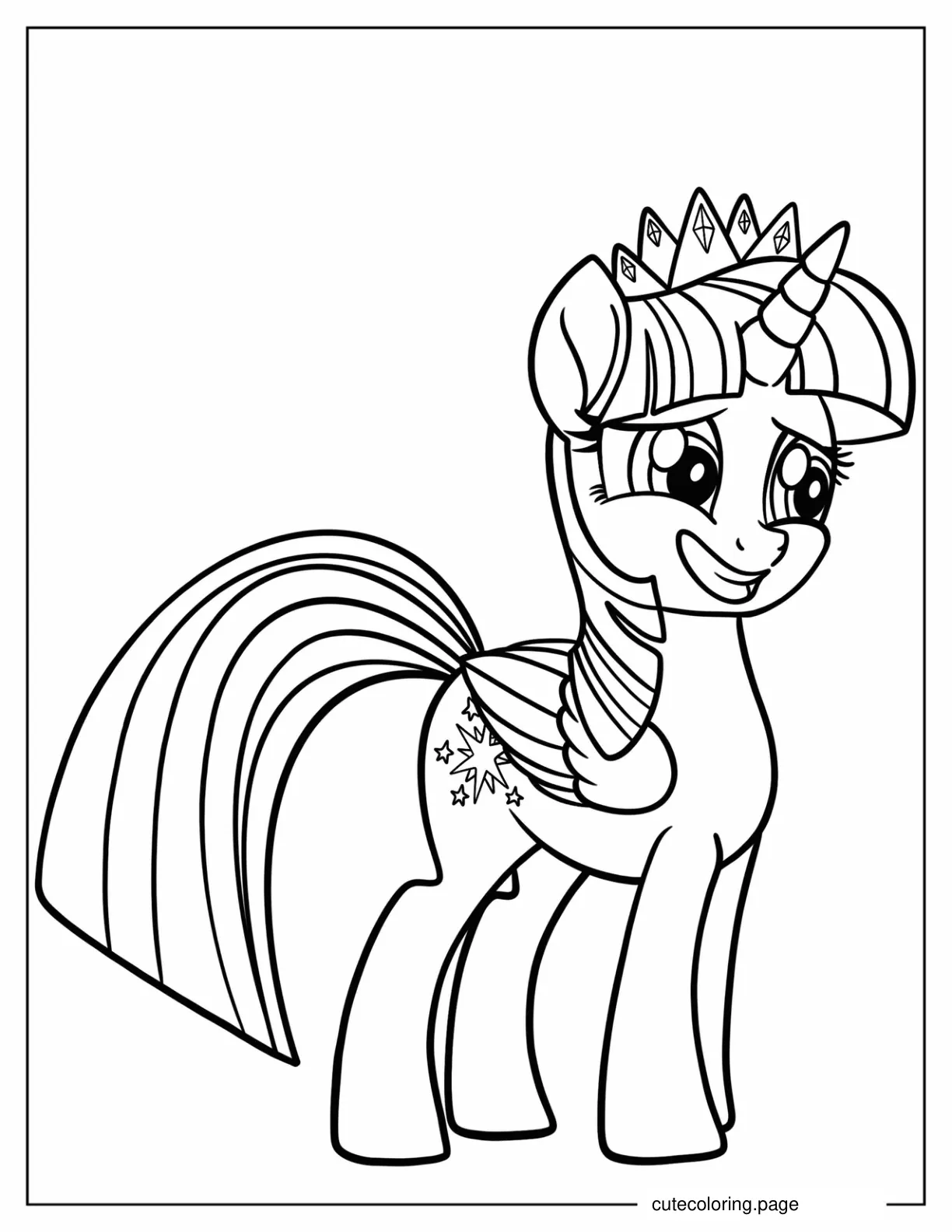 Easy Smiling Twilight Sparkle Coloring Page For Kids coloring page