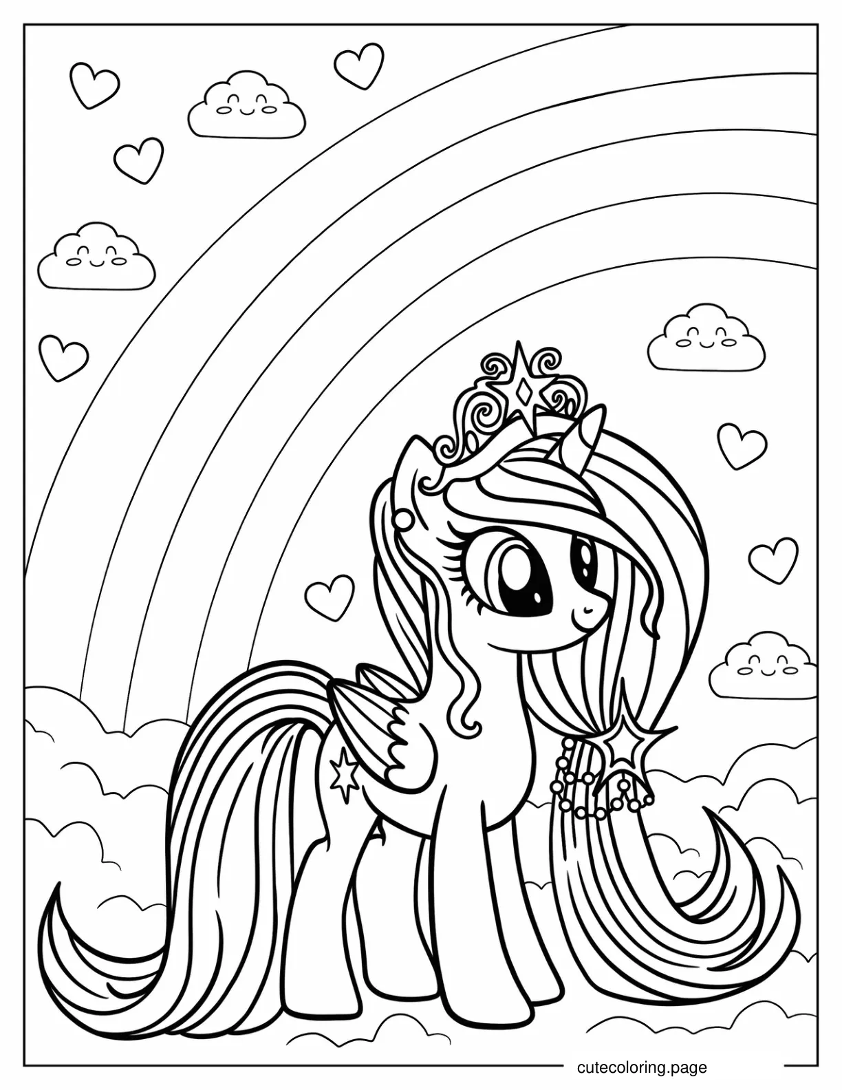 Elegant Twilight Sparkle Wearing A Crown In The Clouds coloring page