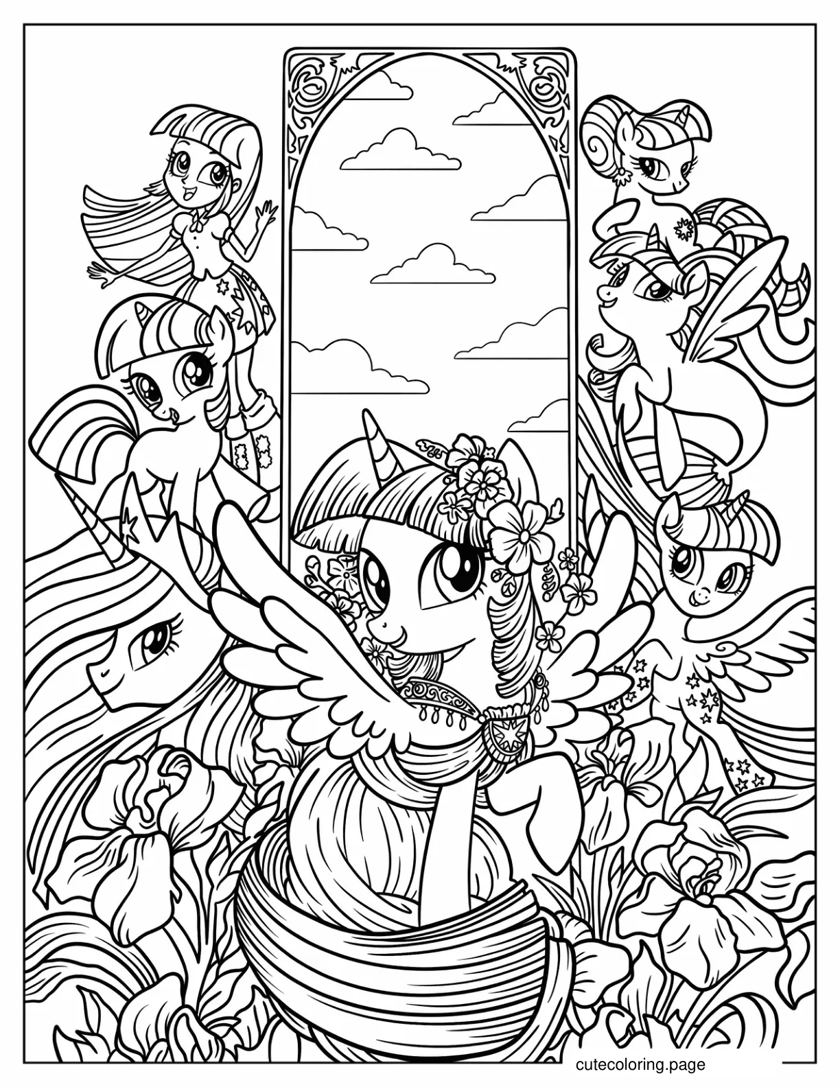 Twilight Sparkle Montage Coloring Page coloring page