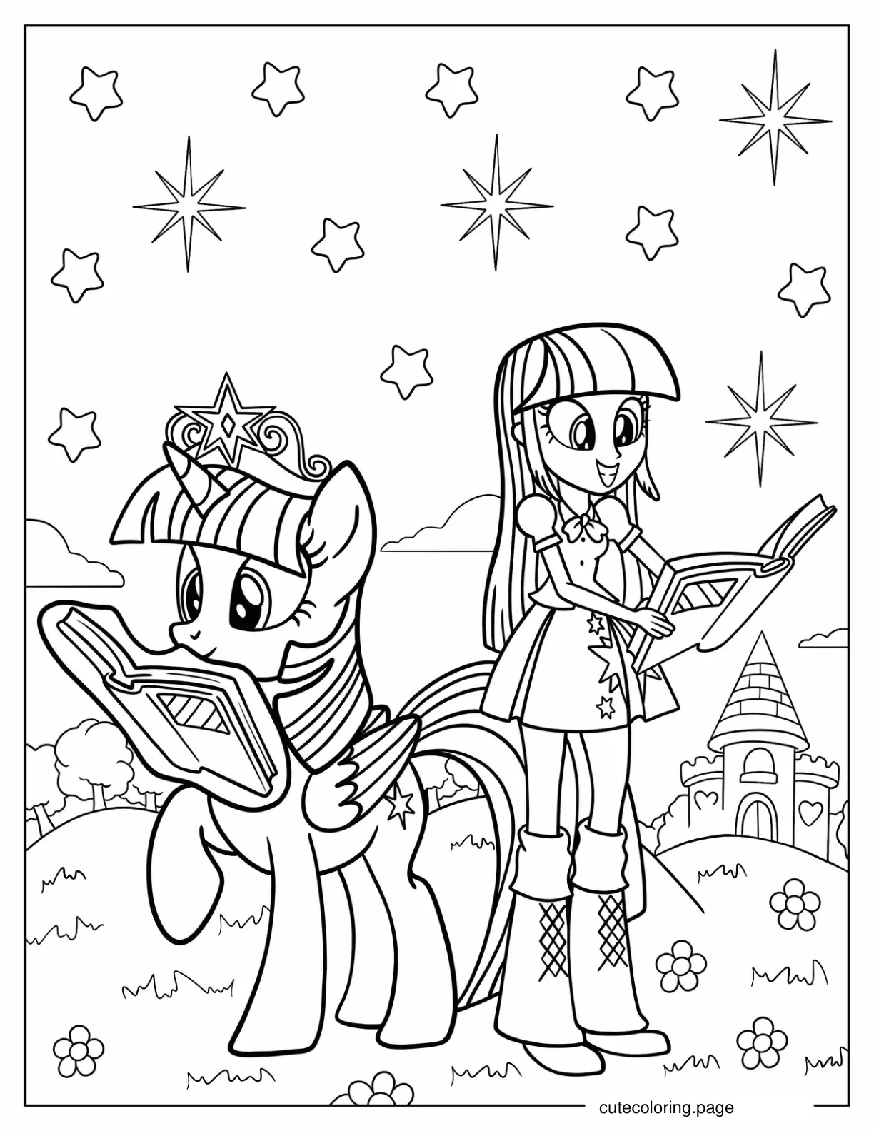 Twilight Sparkle With Equestria Girl Version coloring page