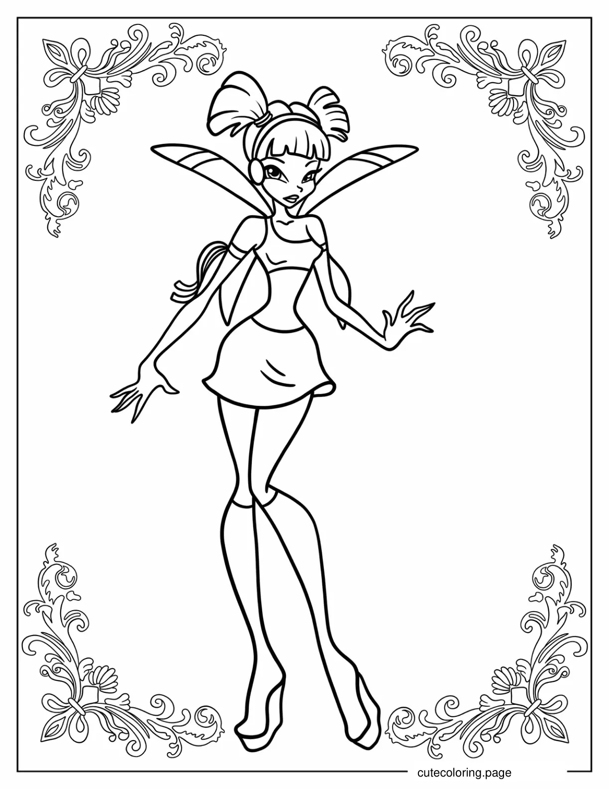 Easy Winx Musa Outline Coloring Page For Kids coloring page