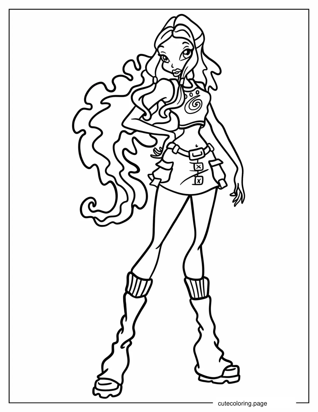 Simple Winx Aisha Coloring Sheet coloring page