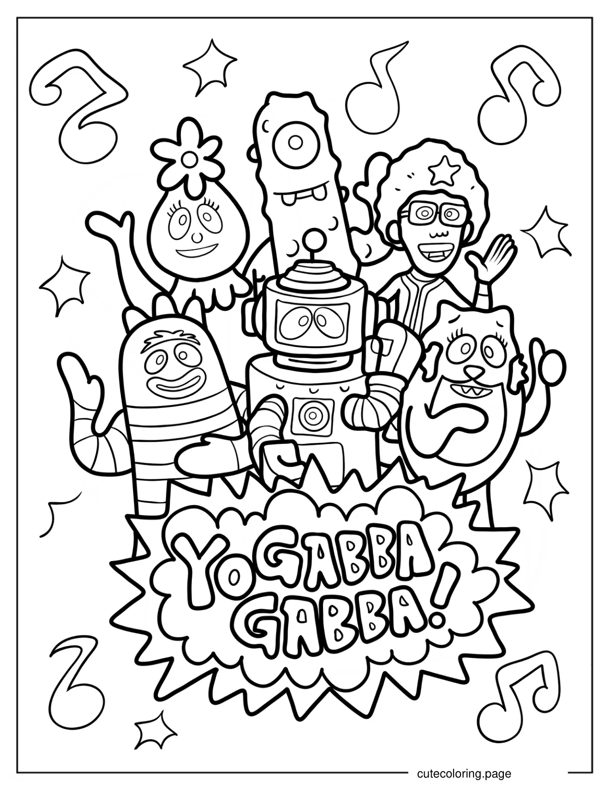 Cute Yo Gabba Gabba Poster Coloring Sheet coloring page