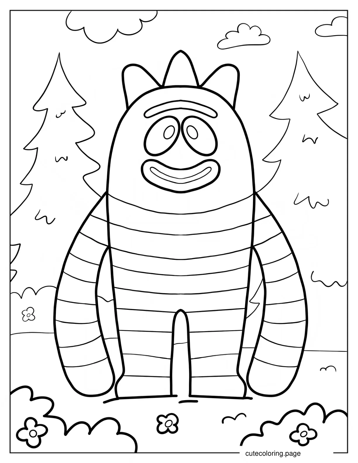 Easy Brobee Outline In The Forest Coloring Page For Kids coloring page