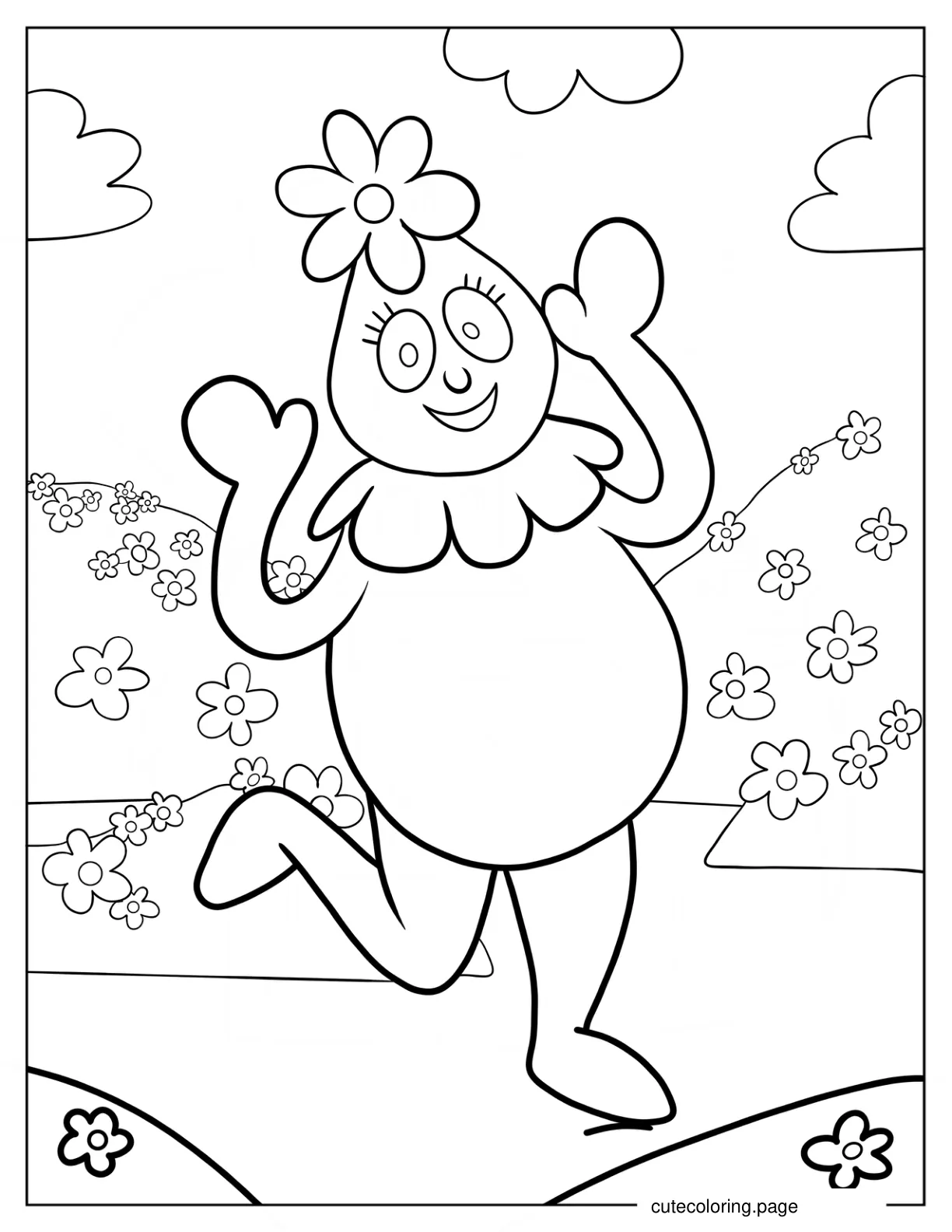 Foofa Skipping In Flower Field Coloring Sheet coloring page