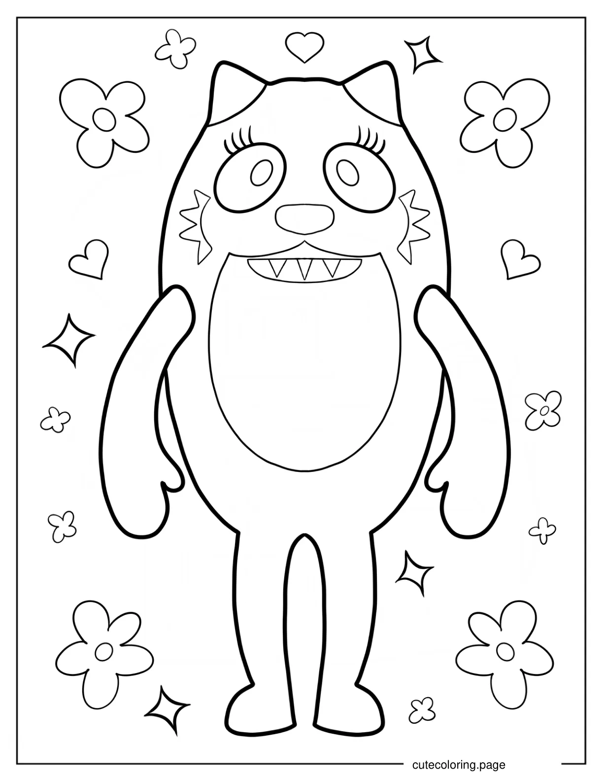 Kawaii Toodee With Flowers Coloring Sheet coloring page