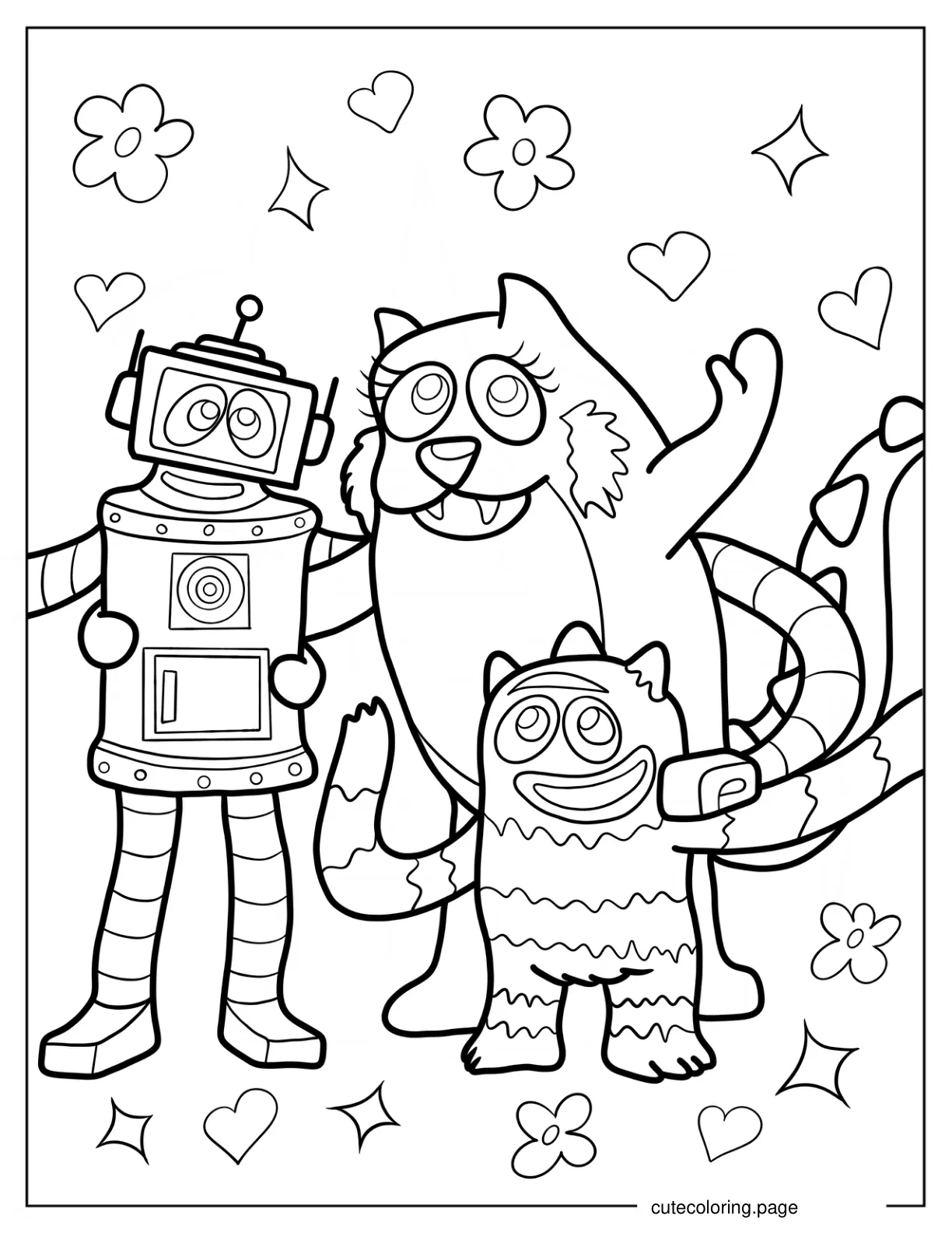 Plex Toodee And Brobee Waving coloring page