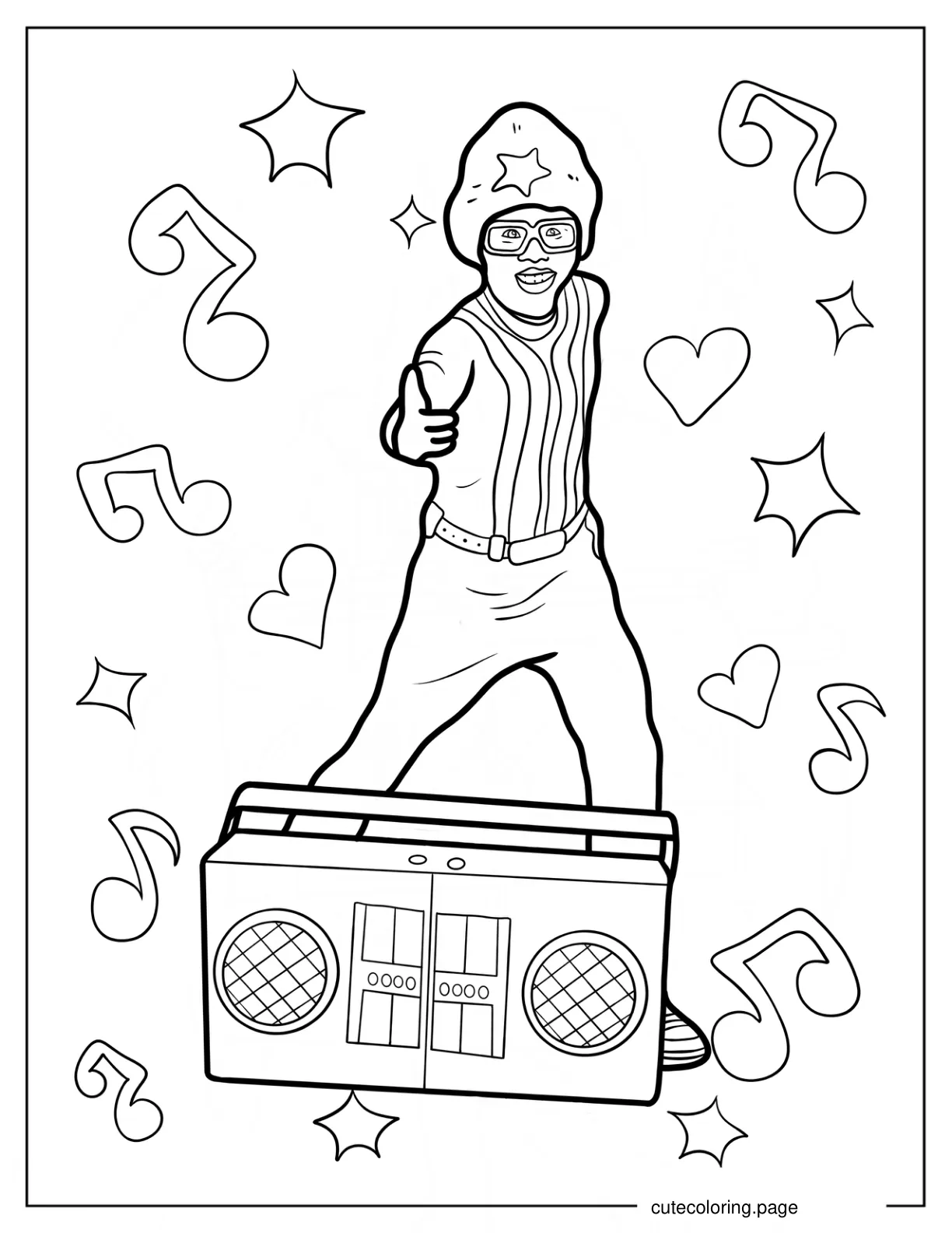 Realistic Kammy Kam Dancing With Boombox coloring page