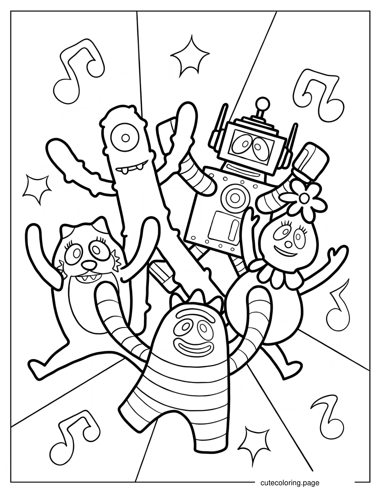 Toodee Muno Plex Foofa And Brobee Dancing coloring page