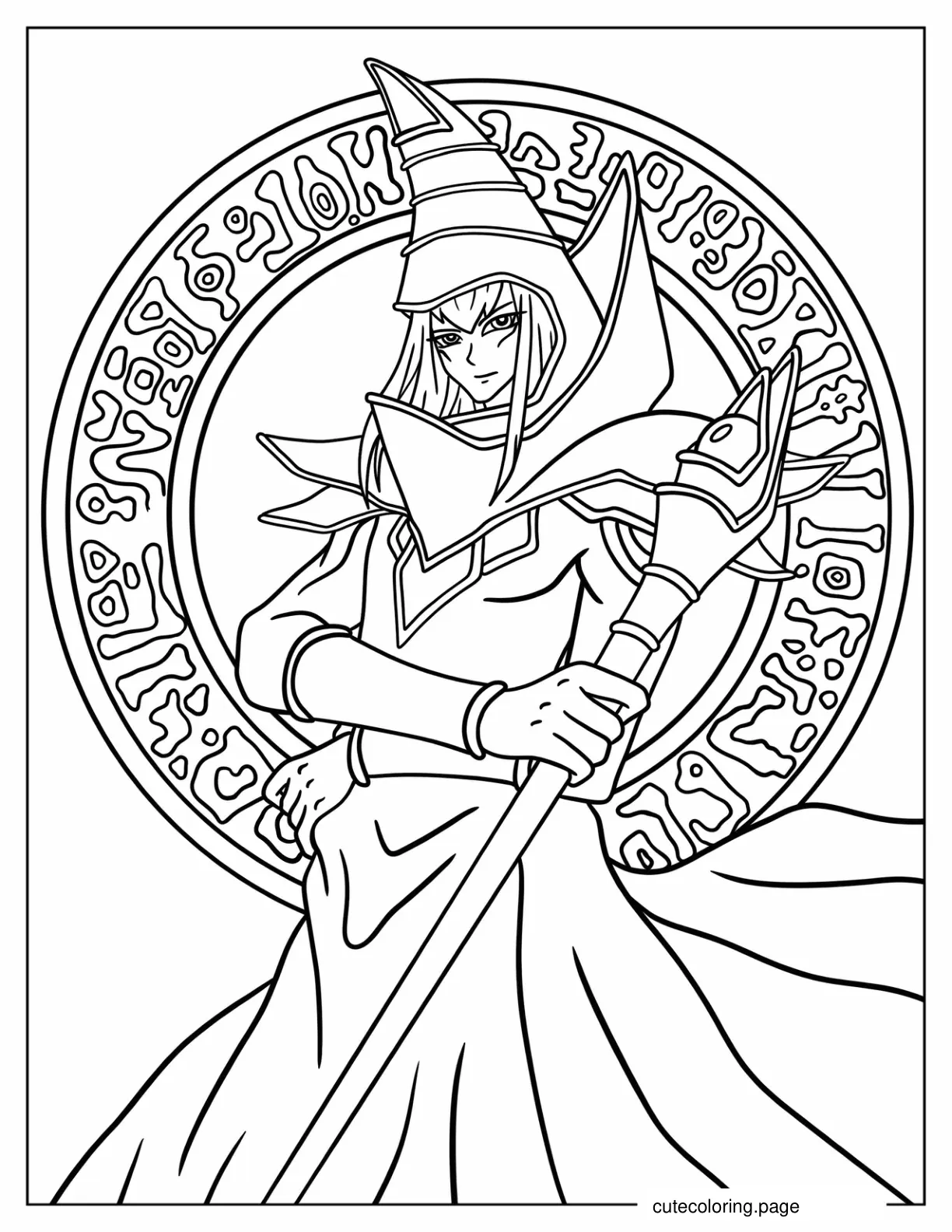 Detailed Yu Gi Oh Dark Magician Coloring Sheet coloring page