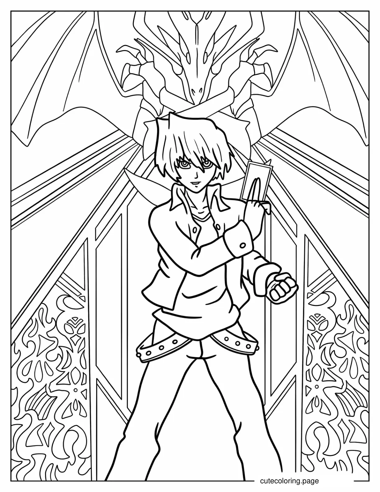 Joey Wheeler Holding Up Card During Battle coloring page