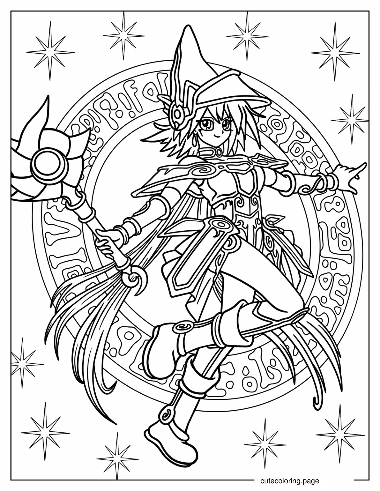 Kawaii Dark Magician Girl coloring page