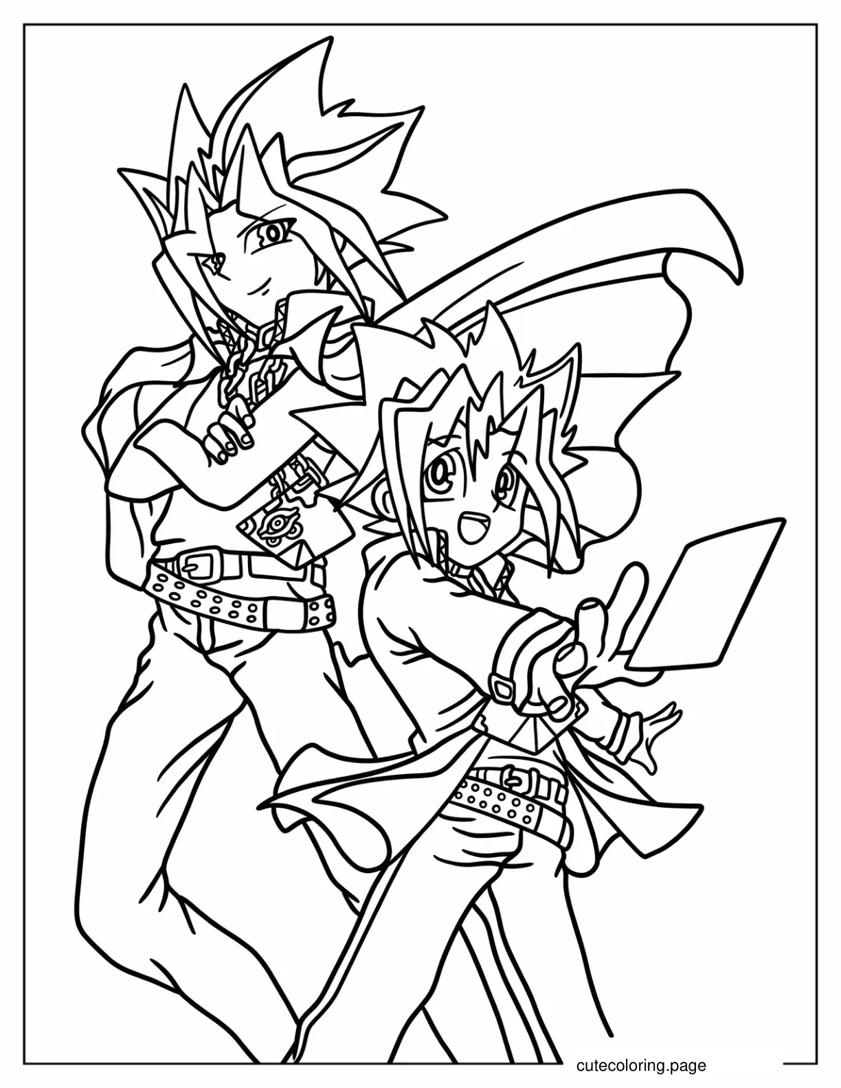 Young And Old Yugi Mutou Back To Back Coloring Page coloring page