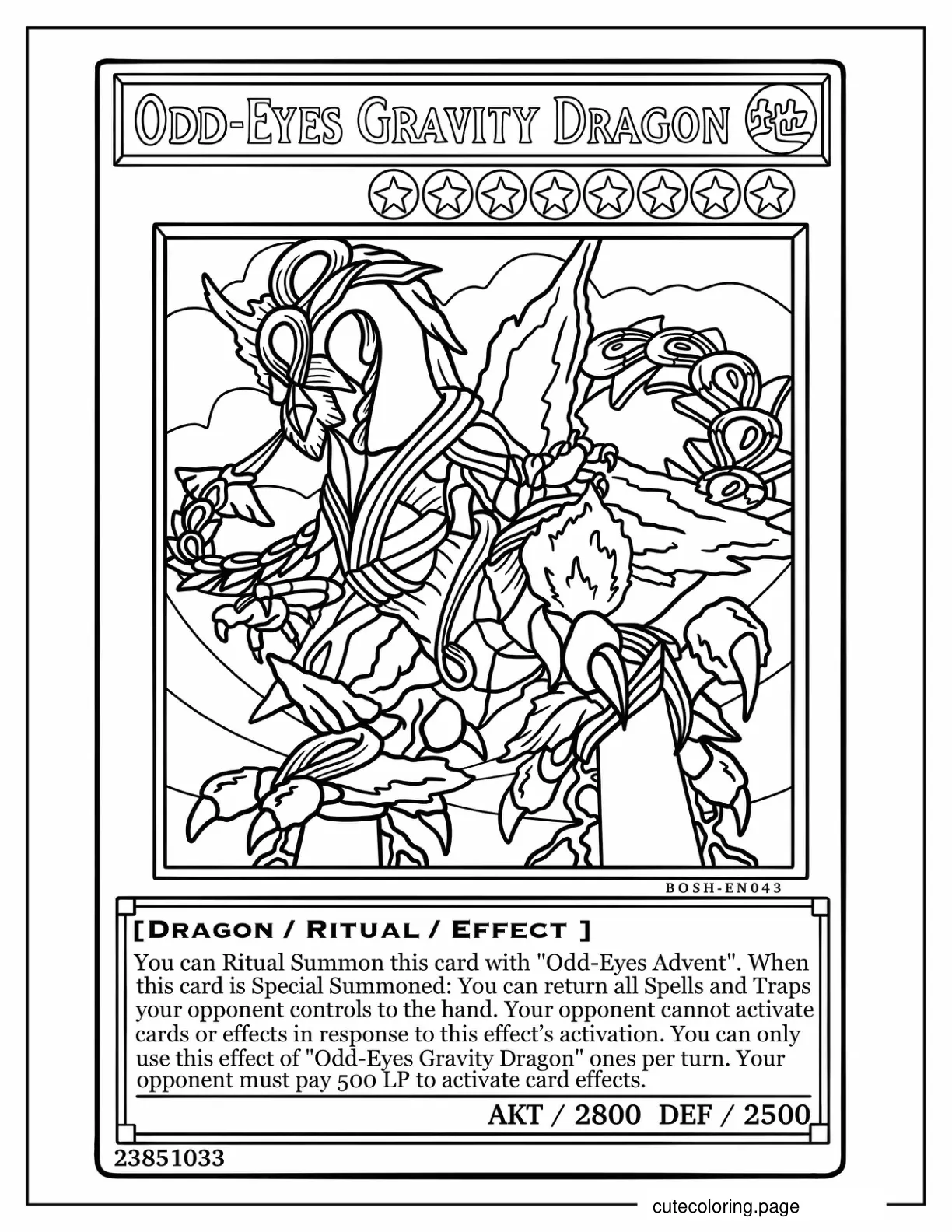 Yu Gi Oh Odd Eyes Gravity Dragon Coloring Page coloring page