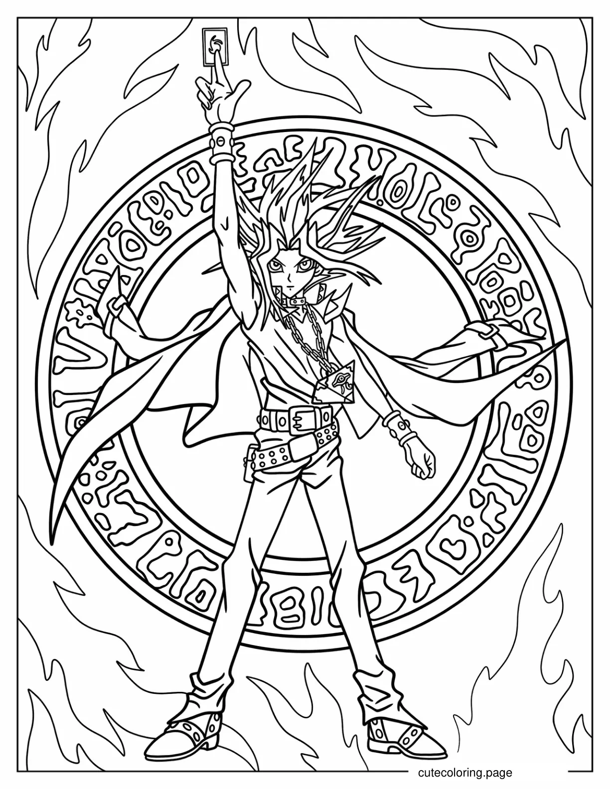 Yu Gi Oh Poster Of Yugi Mutou Holding Up Card coloring page